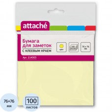 Стикеры ATTACHE с клеев.краем, 76х76 мм, желтый, 100л