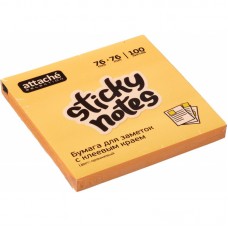 Стикеры Attache Selection с клеевым краем 76х76, неон, оранжевый 100л