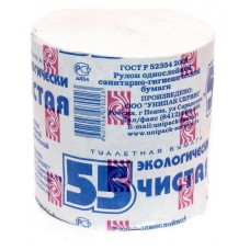 Туалетная бумага, 55 м, 1 слой, без втулки
