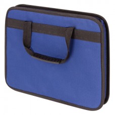 Папка на молнии с ручками STAFF, А4, твердые стенки, ткань, синяя