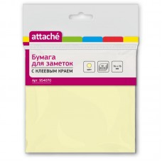 Бумага для заметок, с липким слоем, желтая, 76х76мм., 100л "attache"