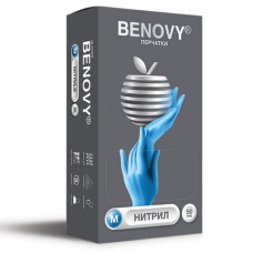 Перчатки нитриловые смотровые, 50 пар (100 шт.), размер M, BENOVY