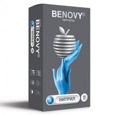 Перчатки нитриловые смотровые, 50 пар (100 шт.), размер S, BENOVY
