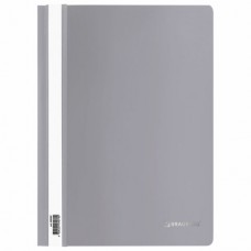 Скоросшиватель пластиковый BRAUBERG, А4, 130/180 мкм, серый