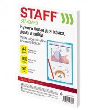 Бумага белая А4, 80 г/м2, 100 л., STAFF, 146% (CIE)